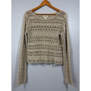 Denim & Supply Ralph Lauren Sweater Women's M Beige Crochet Open Knit Boho